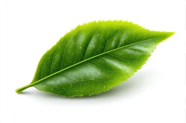 Fototapeta premium Fresh Green Tea Leaf Isolated on White Background.