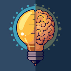 Brain and lightbulb fusion symbolizing ideas and intelligence