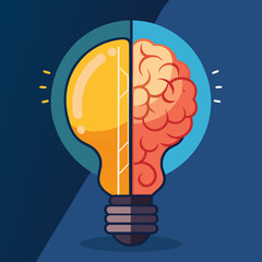 Lightbulb brain fusion symbolizing ideas and innovation