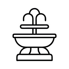 Simple outline icon of a classic tiered garden fountain with water jets