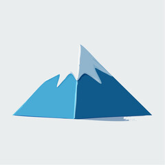 Cartoon mountain illustration blue peaks with snowy tops against a neutral backdrop