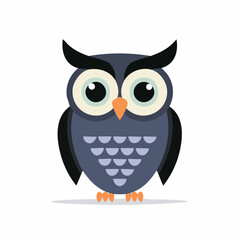 Fototapeta premium Cartoon owl illustration with big eyes and detailed feathers on white background
