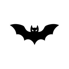 Stylized black bat silhouette with pointed wings symbolizing night, mystery, and Halloween design themes.
