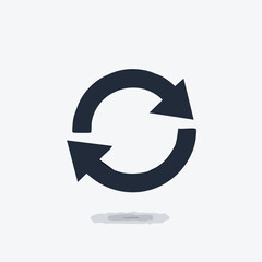 Circular arrows symbolizing process cycle or refresh on white background