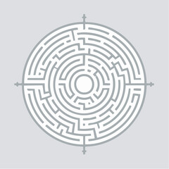 Circular maze graphic challenging navigation and problem solving design