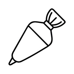 Simple outline drawing of a pastry bag for cake decorating and baking