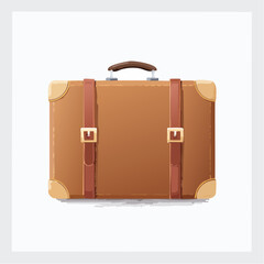 Classic brown suitcase illustration for travel adventure and tourism