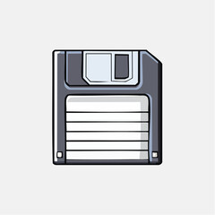 Classic floppy disk icon isolated on white background for digital designs
