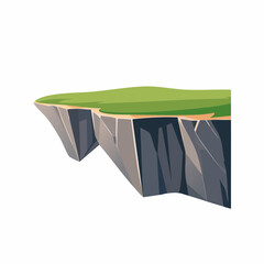 Cliff edge illustration grassy top and rock formation with copy space