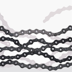 Close up illustration of a bicycle chain against a white background