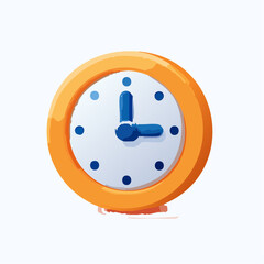 Clock illustration orange and blue circular design for time management