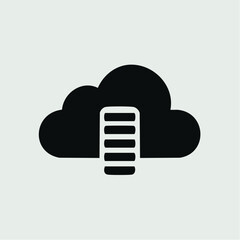 Cloud computing icon black cloud with server storage against white