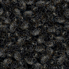 Seamless floral pattern, classic flower ornament, abstract ditsy print in vintage motif. Elegant botanical design of beautiful large wild flowers, leaves, small branches, herbs. Vector illustration.