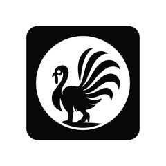 Obraz premium Turkey silhouette in a square isolated on white background, a thanksgiving icon