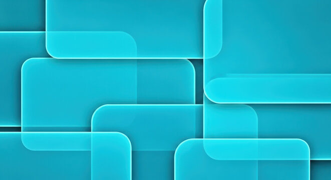 Abstract Geometric Teal Background with Rounded Rectangles and Shadows