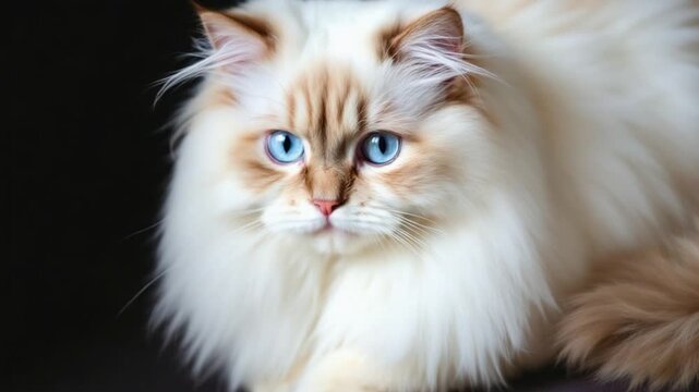Ragdoll Cat Portrait - Majestic Blue Eyes and Fluffy White Fur.