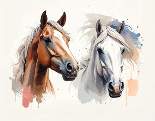 Two horses illustration
