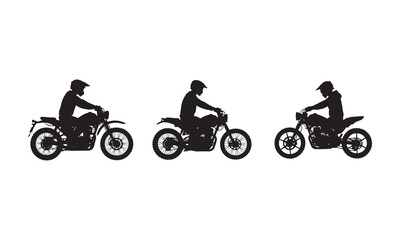 Fototapeta premium Motorcycle rider silhouettes set on white background vector design