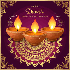 Happy Diwali - festival greeting and wishing card. 