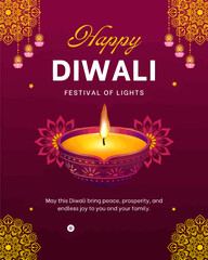 Happy Diwali - festival greeting and wishing card. 