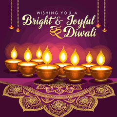 Happy Diwali - festival greeting and wishing card. 