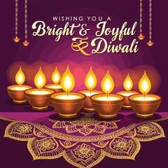 Happy Diwali - festival greeting and wishing card. 