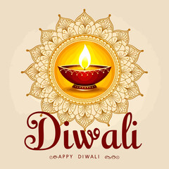 Happy Diwali - festival greeting and wishing card. 