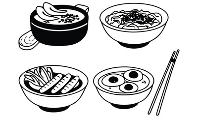 Assorted Hand-Drawn Food Items