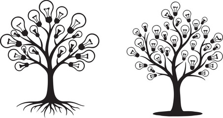 Obraz premium A simple vector silhouette illustration of a tree with detailed roots and branch design for all four seasons of nature growth