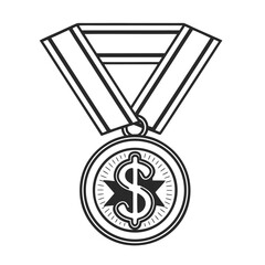 Award Medal with Dollar Sign Symbol of Achievement and Financial Success