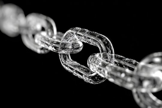 Abstract chain links close-up on black background