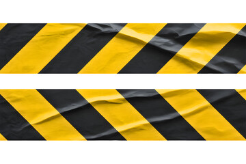 Warning tape with black and yellow diagonal stripes, indicating danger or caution. Hazardous symbol to alert people to potential risks