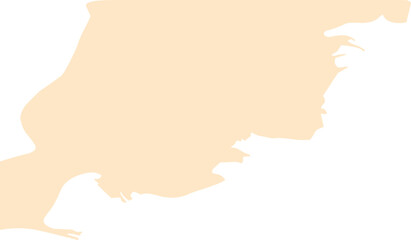 An abstract beige organic form with smooth flowing edges on a black background, evoking the look of natural rock layers or liquid motion in minimalist style.