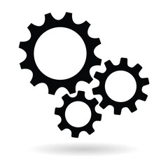 Gear Settings icon symbol, gear icon, cogwheel vector. Three gear on isolated background. Cog settings and Gear Sign icon for web and app. Wheel icon vector illustration.
