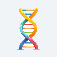Colorful dna double helix illustration on white background for science and biology