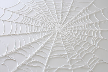 large spider web with intricate details, natural geometry, clean white background