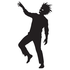 Zombie Silhouette in Suit – Halloween Horror Illustration