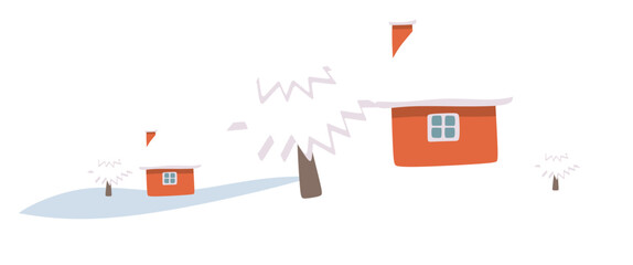 Cartoon Winter Landscape with Trees