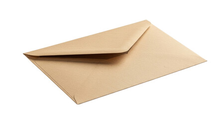 A brown kraft paper envelope isolated on white background cutout transparent png