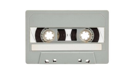 An old grey cassette tape isolated on a white background cutout transparent png