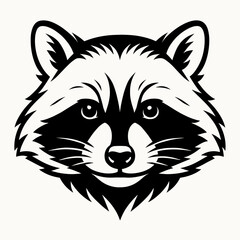 Obraz premium Raccoon head illustration in black and white vector style 