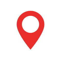 Red map pin location marker icon graphic design element for navigation and geolocation services vector on white background