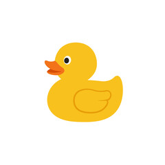 Charming yellow rubber duck icon a playful bath time companion for children and adults vector on white background