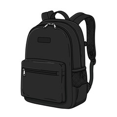 Modern black backpack for travel school and daily commutes durable and stylish design vector on white background