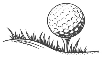 Fototapeta premium Golf ball on tee with grass vector illustration for golf course design and sporting event graphics use