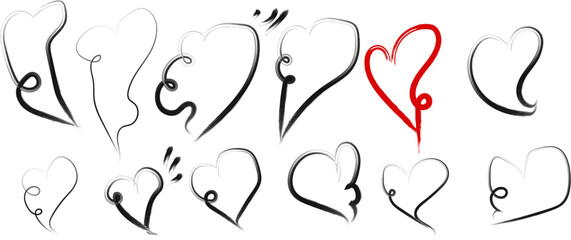 Hand Drawn Hearts Set for Valentines Day and Love Concepts
