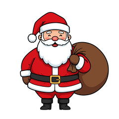 Jolly santa claus with gift bag christmas holiday celebration festive character artwork vector on white background