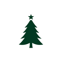 Simple green christmas tree icon with star topper perfect for holiday decorations and seasonal design vector on white background