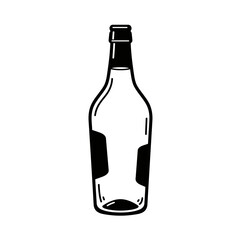 Empty glass bottle with labels hand drawn sketch minimalist design for beverage packaging and design vector on white background