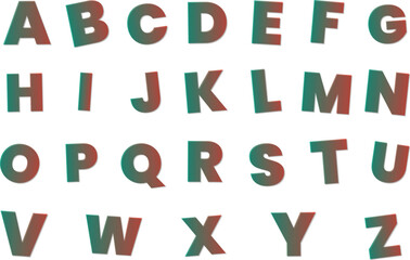 The English Alphabet Displayed in Rows with a Gradient Color Effect